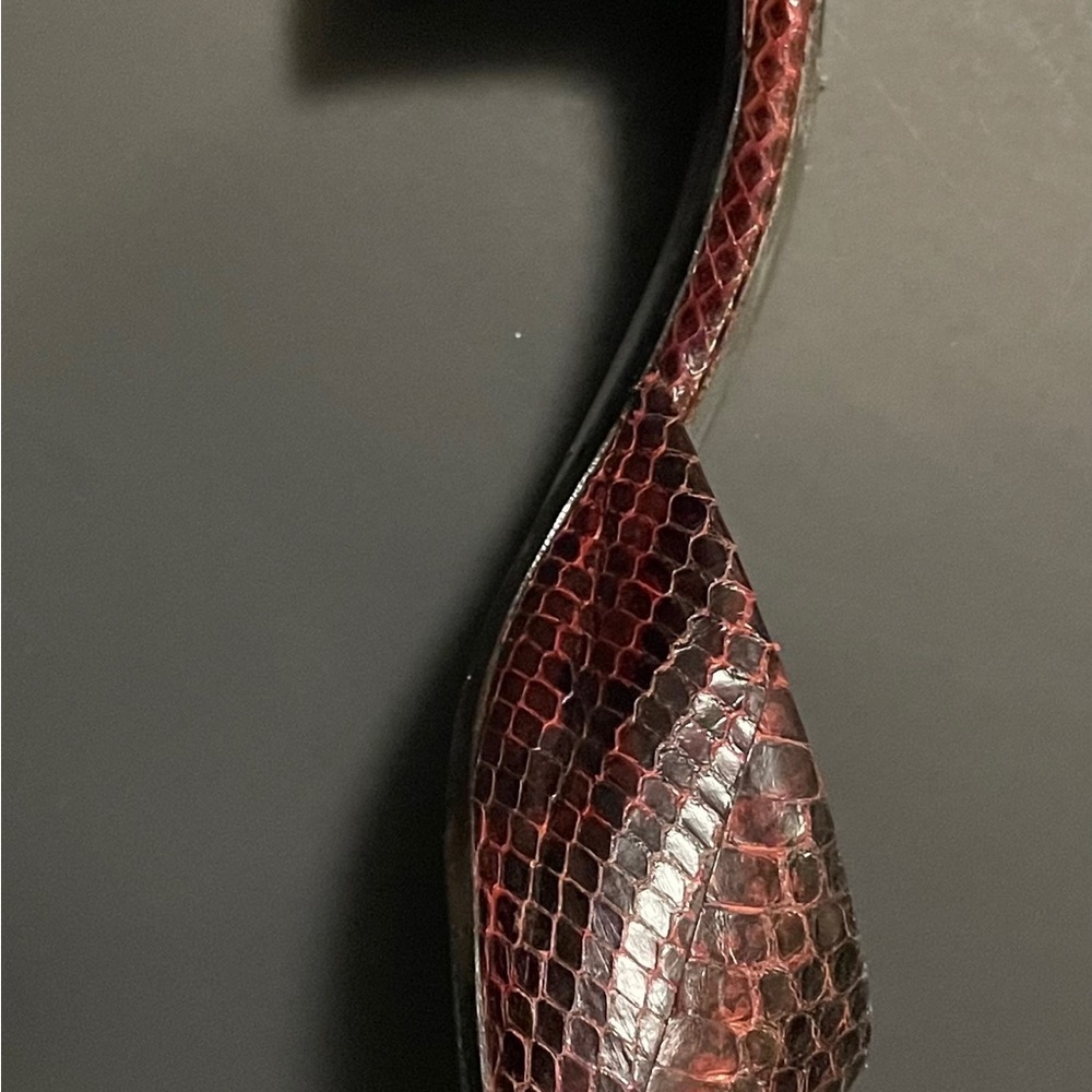 Deep Red Python Kitten Heels - image 2